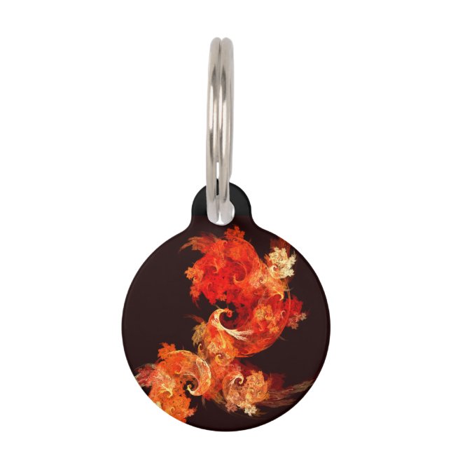 Dancing Firebirds Abstract Art Round Pet Tag (Front)