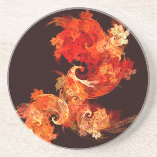 Dancing Firebirds Abstract Art Sandstone Coaster