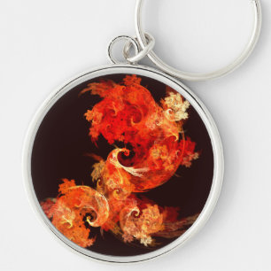 Dancing Firebirds Abstract Art Small Key Ring