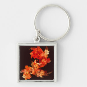 Dancing Firebirds Abstract Art Small Key Ring