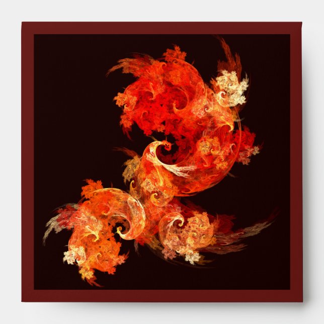Dancing Firebirds Abstract Art Square Envelope (Front)
