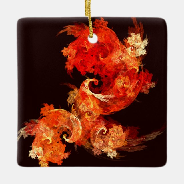 Dancing Firebirds Abstract Art Square Ornament (Front)