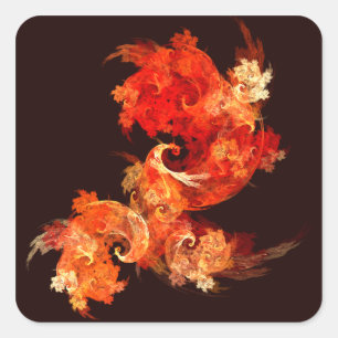 Dancing Firebirds Abstract Art Square Sticker