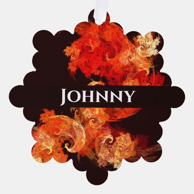 Dancing Firebirds Abstract Art Tree Decoration Card (Front)