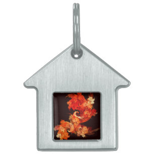 Dancing Firebirds Art Modern Fractal Abstract Pet Name Tag