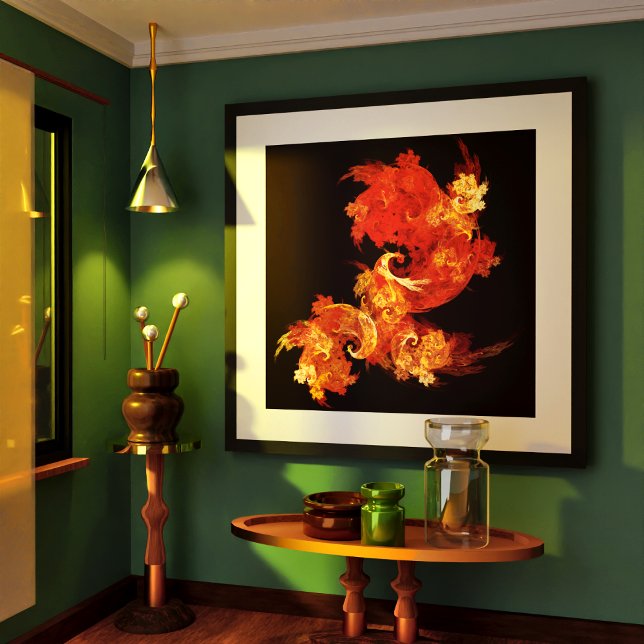 Dancing Firebirds Art Modern Fractal Abstract Poster (Dancing Firebirds Abstract Art Poster)