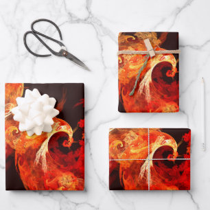 Dancing Firebirds Art Modern Fractal Abstract Wrapping Paper Sheet