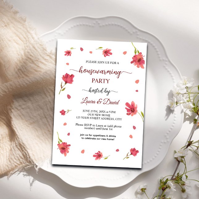 Dancing Florals Housewarming Party Invitation (Creator Uploaded)