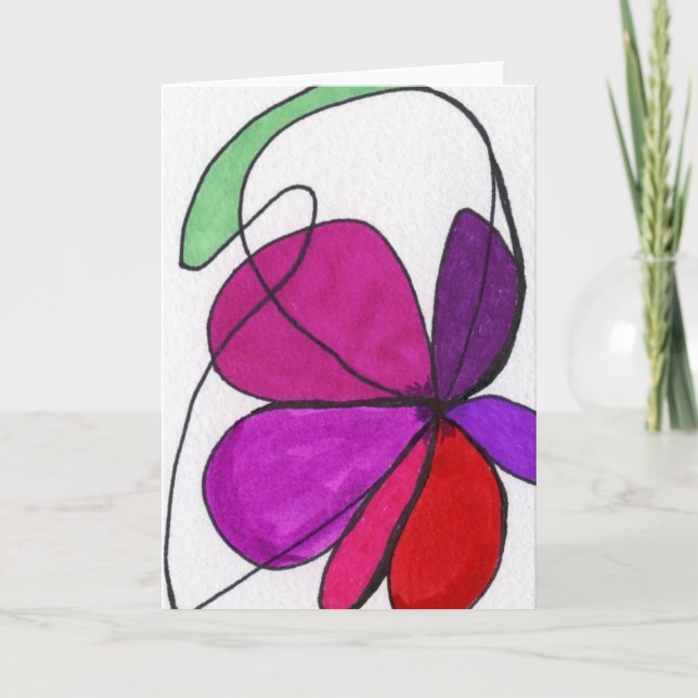 "Dancing Flower" Abstract Art Greeting Card (Front)