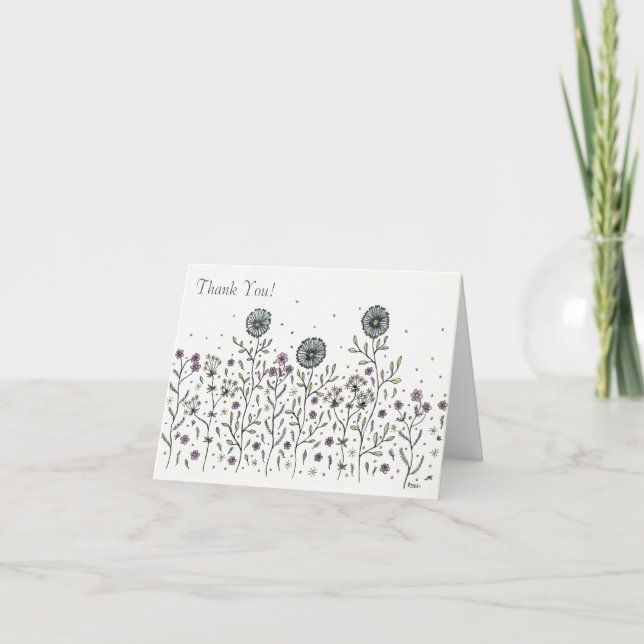 Dancing Flower in a Meadow Thank You Card (Front)