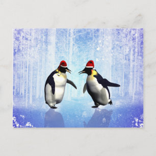 Dancing for christmas, funny penguin holiday postcard