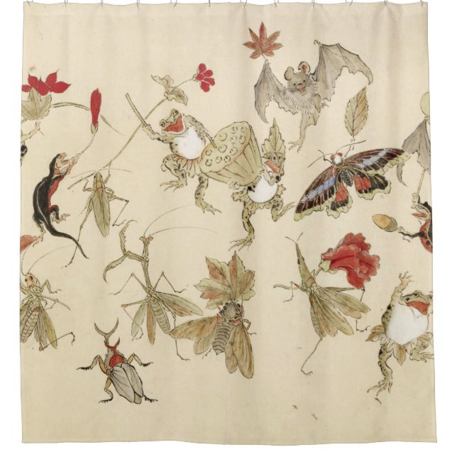 Dancing Forest Of Frogs By Kawanabe Kyosai 1879 Shower Curtain (Front)