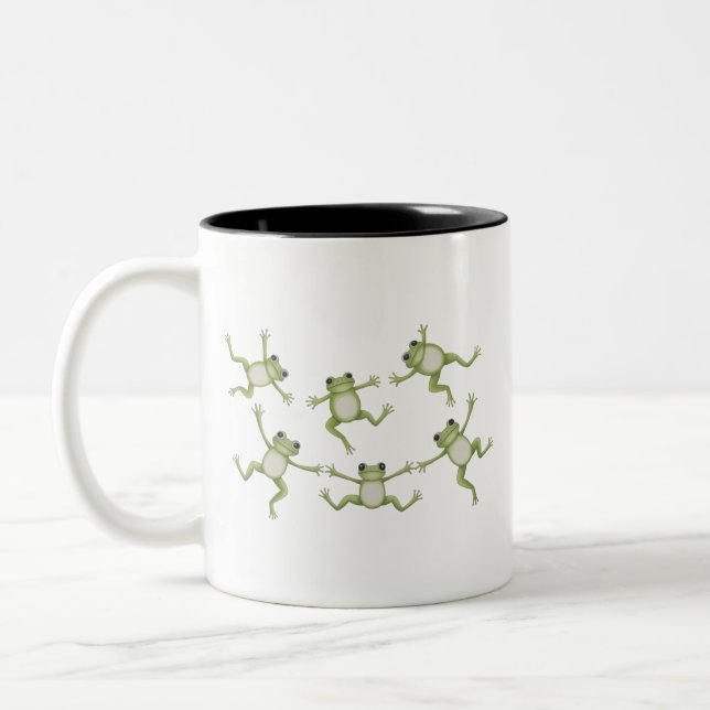 Dancing Frogs Cute Amphibian Nature Lover Gift  Two-Tone Coffee Mug (Left)