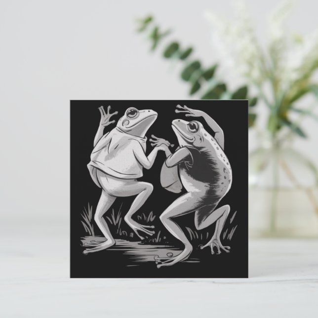 Dancing Frogs Toad Goblincore Dark Academia Retro Invitation (Standing Front)