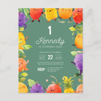 Dancing Fruit Birthday Invitation  Postcard