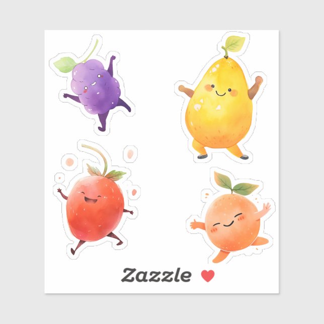 Dancing Fruit Custom-Cut Vinyl Stickers (Sheet)