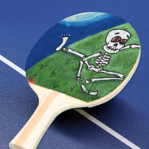 Dancing Funny Skeleton Bat Moon Halloween Ping Pong Paddle