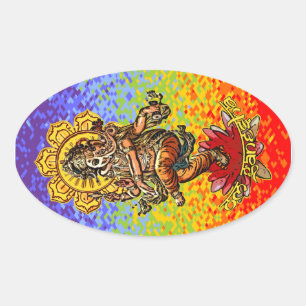 DANCING GANESHA chakren colours Oval Sticker