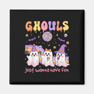 Dancing Ghost Ghouls Just Wanna Have Fun Halloween Magnet