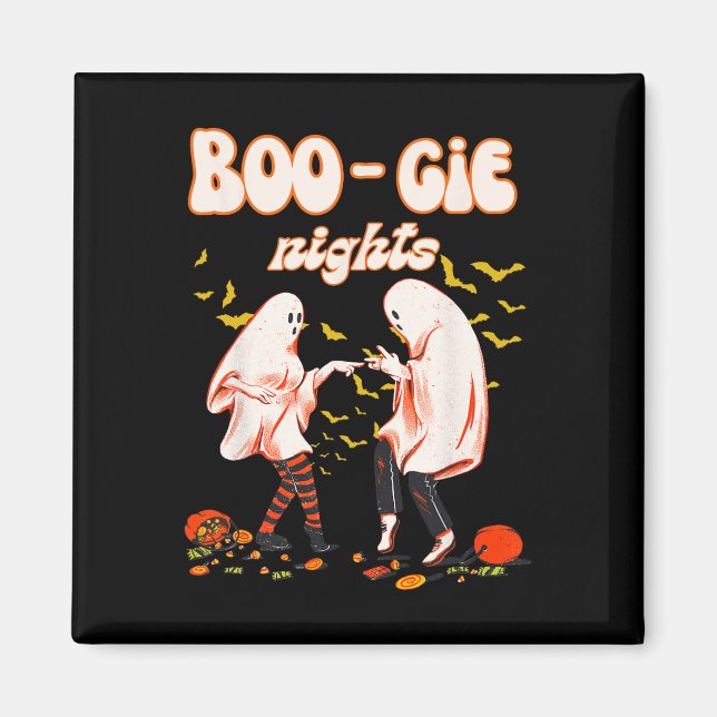 Dancing Ghost With Pumpkin Halloween Women's Graph Magnet (Front)