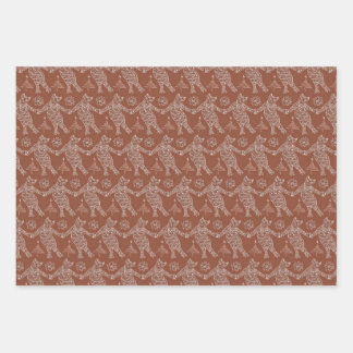 Dancing Gingerbread Cats Wrapping Paper