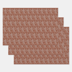 Dancing Gingerbread Cats Wrapping Paper Sheet