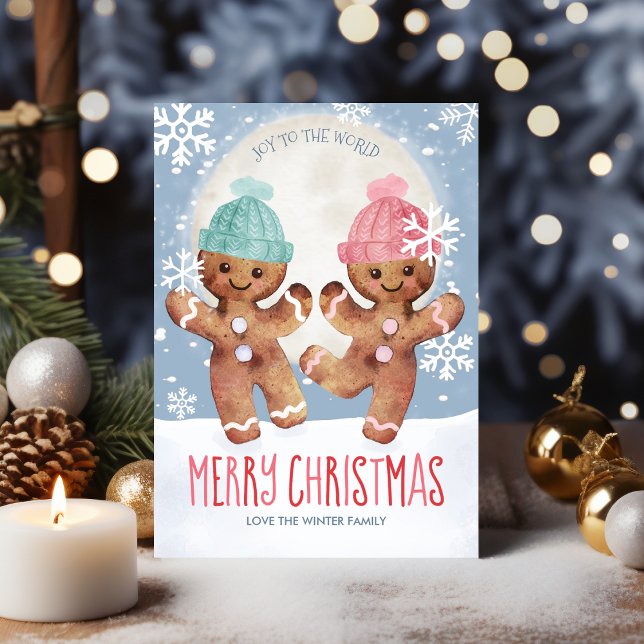 Dancing Gingerbread Cookies Christmas Joy Holiday Card (Creator Uploaded)