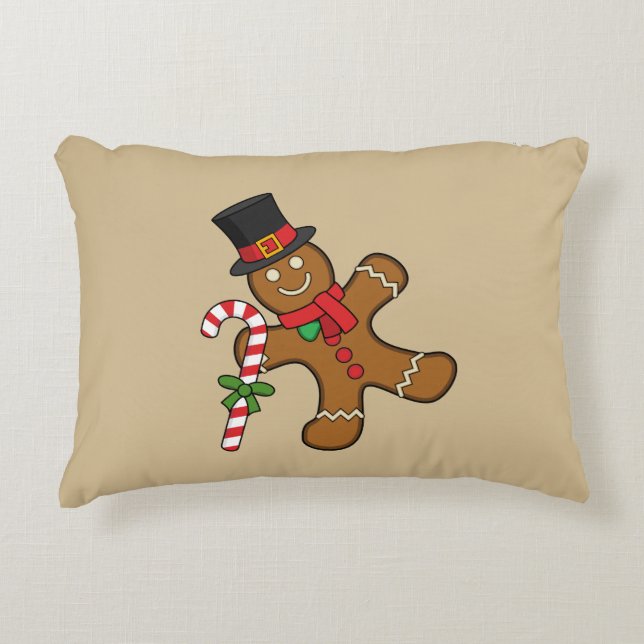 Dancing Gingerbread Man Decorative Cushion (Front)