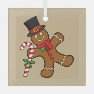 Dancing Gingerbread Man Glass Tree Decoration