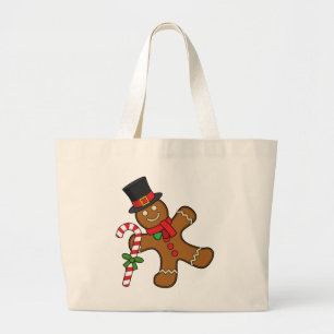 Dancing Gingerbread Man Large Tote Bag
