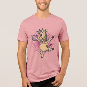 Dancing Giraffe Disco Ball Vintage Engraving Shirt