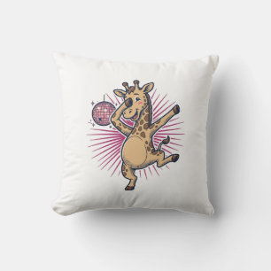Dancing Giraffe Disco Ball Vintage Engraving Shirt Cushion
