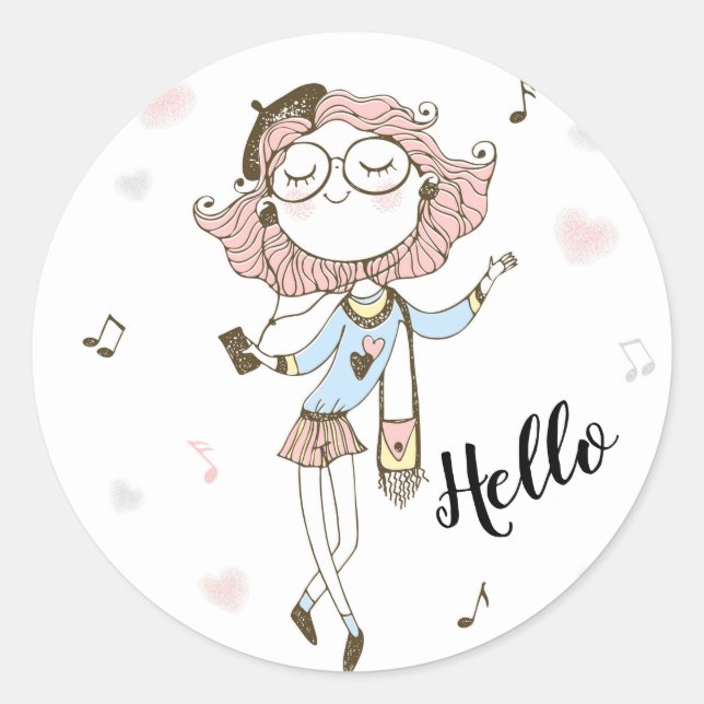 Dancing Girl Classic Round Sticker (Front)