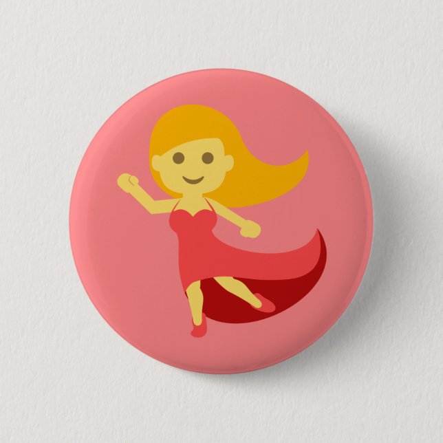Dancing Girl Emoji 6 Cm Round Badge (Front)