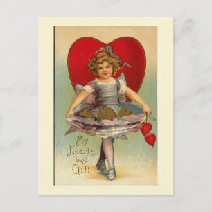 Dancing Girl Heart Valentine Holiday Postcard