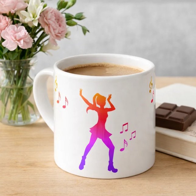 Dancing Girl with Music Notes – Cool K-Pop  Espresso Cup (Creator Uploaded)