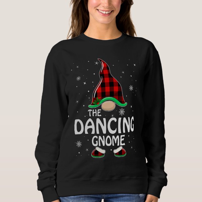 Dancing Gnome Buffalo Plaid Matching Family Christ Sweatshirt (Front)
