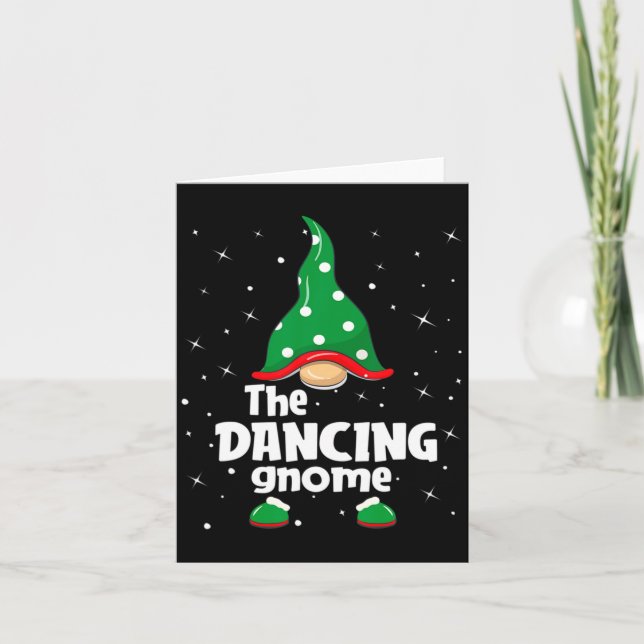 Dancing Gnome Family Matching Christmas Funny Paja Card (Front)