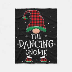 Dancing Gnome Xmas Family Matching Plaid Christmas Fleece Blanket