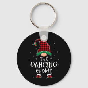 Dancing Gnome Xmas Family Matching Plaid Christmas Key Ring