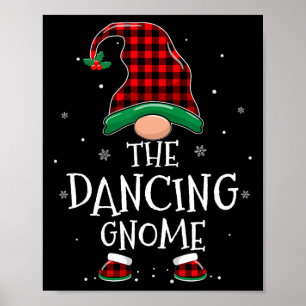 Dancing Gnome Xmas Family Matching Plaid Christmas Poster