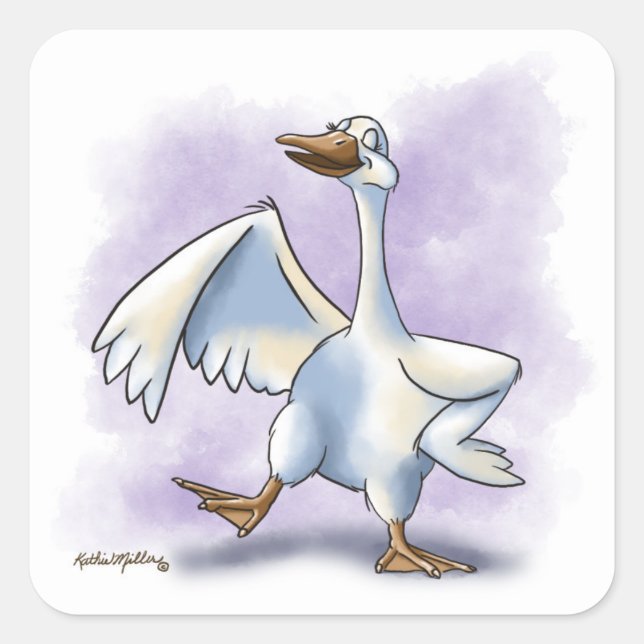 Dancing Goose Cartoon Square Sticker (Front)
