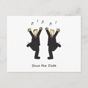 Dancing grooms save the date card. announcement postcard
