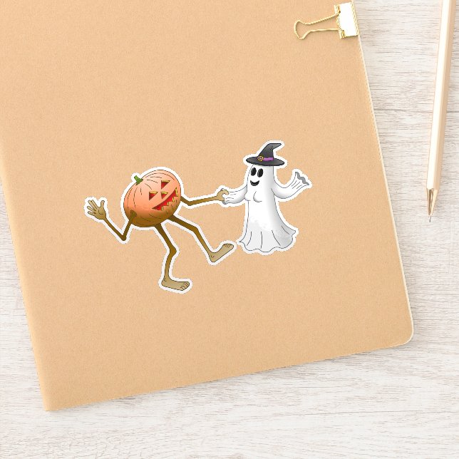Dancing Halloween Pumpkin and Ghost (Notebook)
