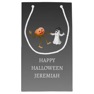Dancing Halloween Pumpkin and Ghost Small Gift Bag