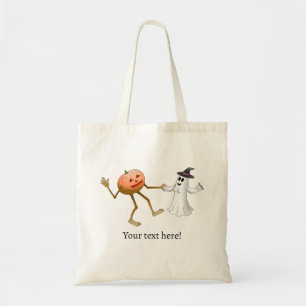 Dancing Halloween Pumpkin and Ghost Tote Bag