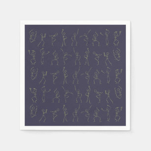 Dancing Halloween Skeleton - purple Napkin