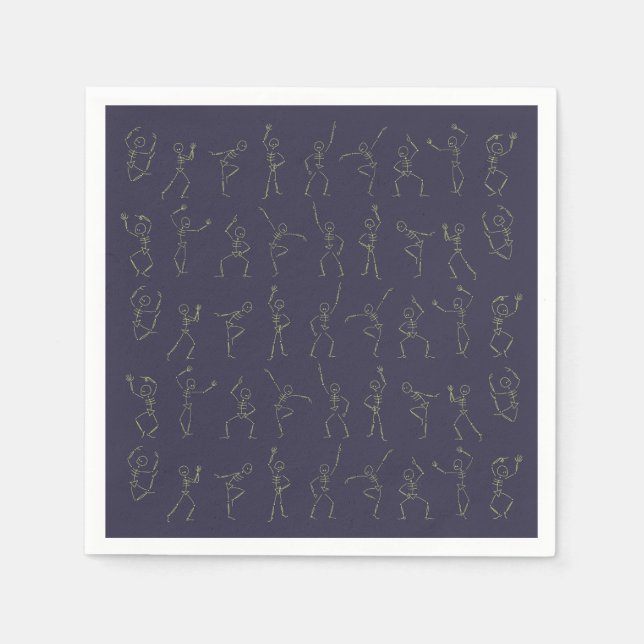 Dancing Halloween Skeleton - purple Napkin (Front)