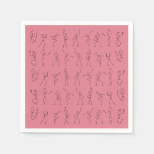 Dancing Halloween Skeletons - pink Napkin