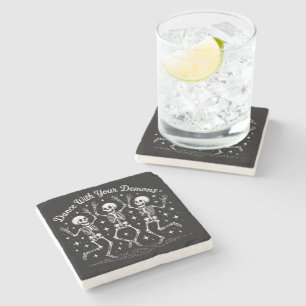 Dancing Halloween Skeletons Stone Coaster